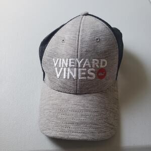 Vineyard Vines Hat Cap Snap Back One Size Gray Black Trucker Mesh Mens